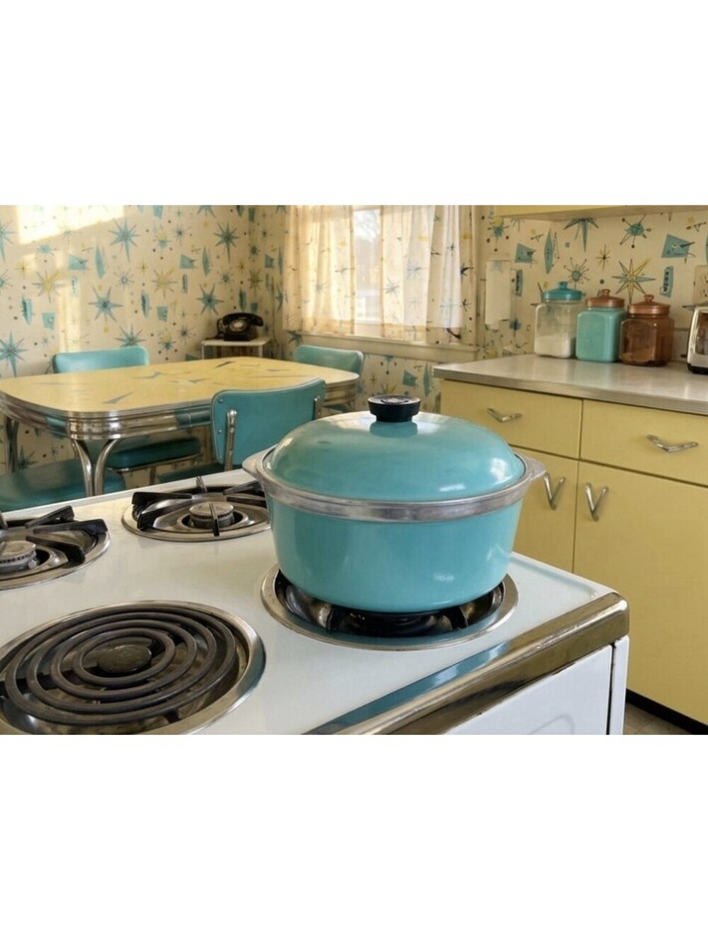 VTG Club Aluminum Turquoise Dutch Oven 4 QT Stock Pot Retro Teal Lid VGC 1950-60